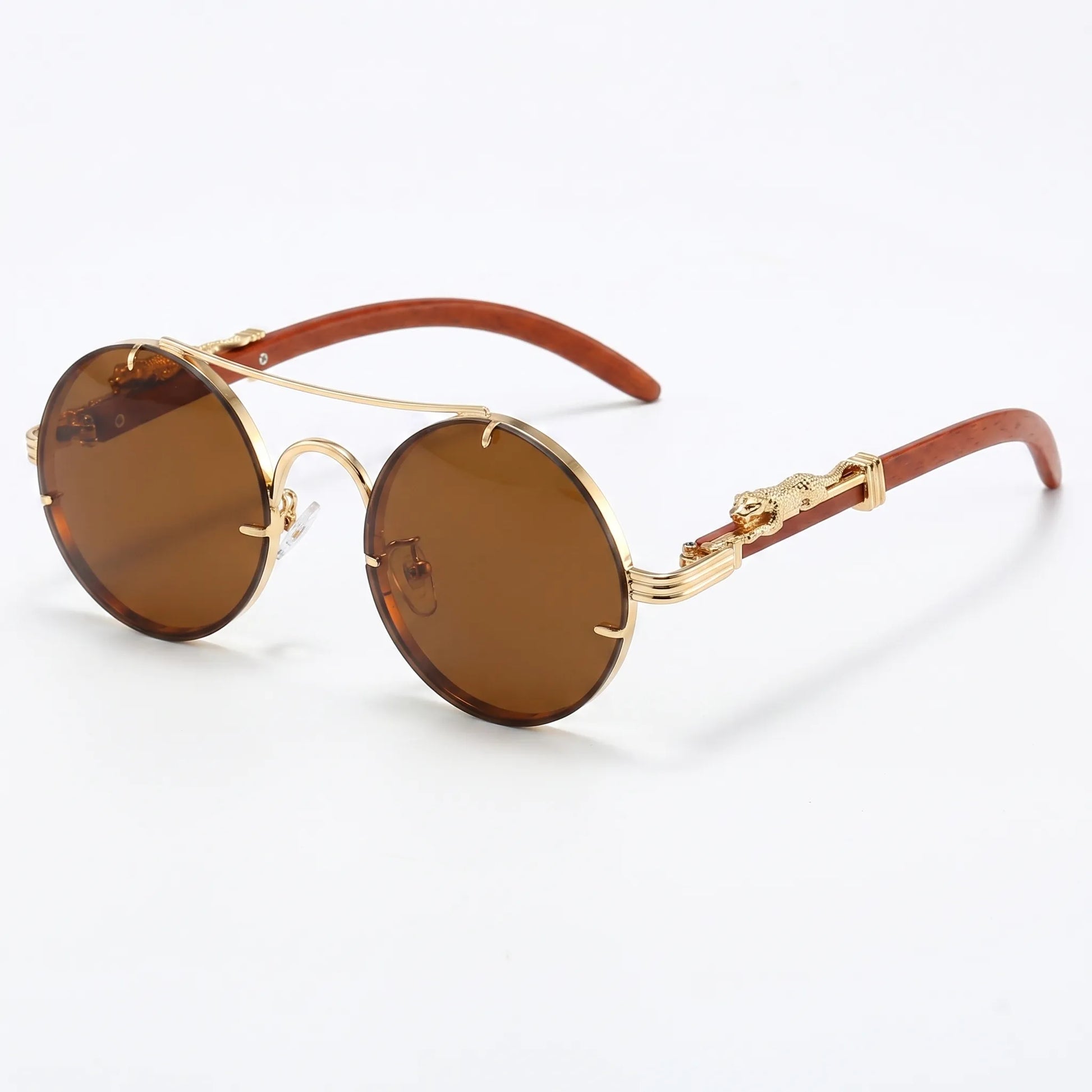 Vaultara - Round Frame Retro Steampunk Sunglasses  Outdoor Sun Shading
