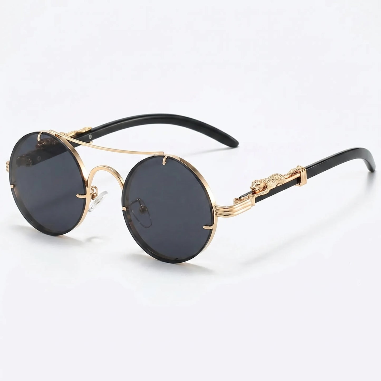 Vaultara - Round Frame Retro Steampunk Sunglasses  Outdoor Sun Shading