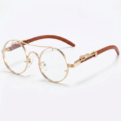 Vaultara - Round Frame Retro Steampunk Sunglasses  Outdoor Sun Shading