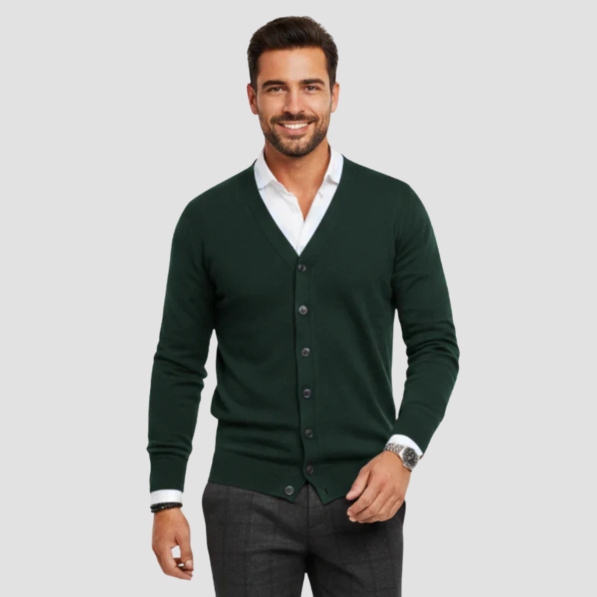 Men's Merino Wool Knit Button Cardigan