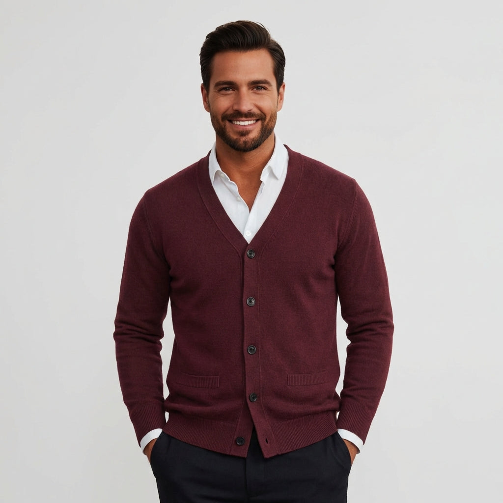 Men's Merino Wool Knit Button Cardigan
