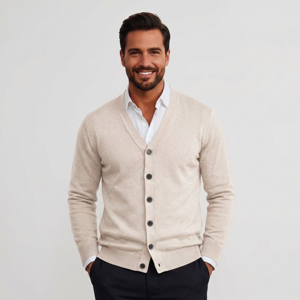 Men's Merino Wool Knit Button Cardigan