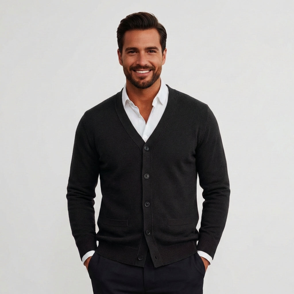 Men's Merino Wool Knit Button Cardigan