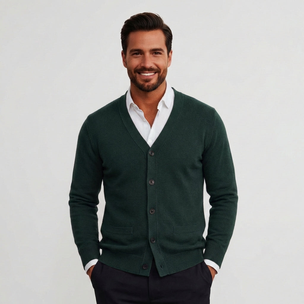 Men's Merino Wool Knit Button Cardigan