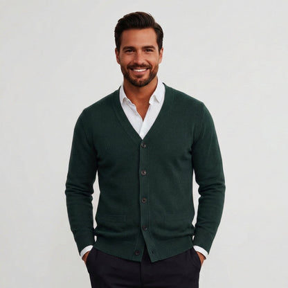Men's Merino Wool Knit Button Cardigan