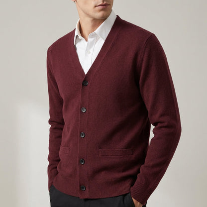 Men's Merino Wool Knit Button Cardigan