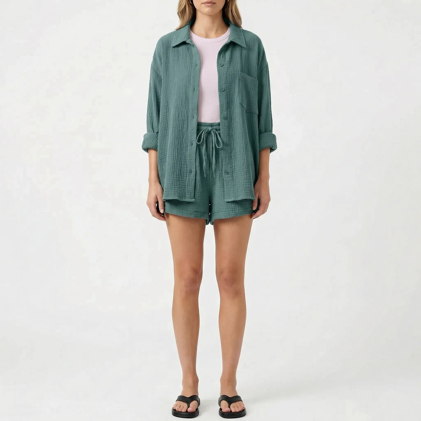 Veranix - Conjunto Holgado De Camisa Y Short 