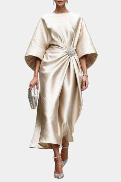 Robe Longue en Satin à Manches Larges