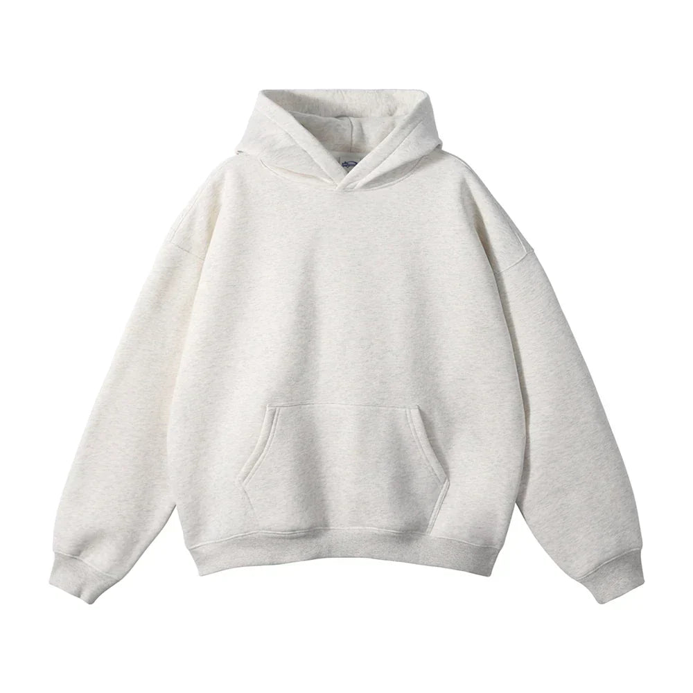 Sweat à capuche gris clair unisexe, style décontracté, avec poche kangourou. Vêtement confortable idéal pour l'automne et l'hiver.