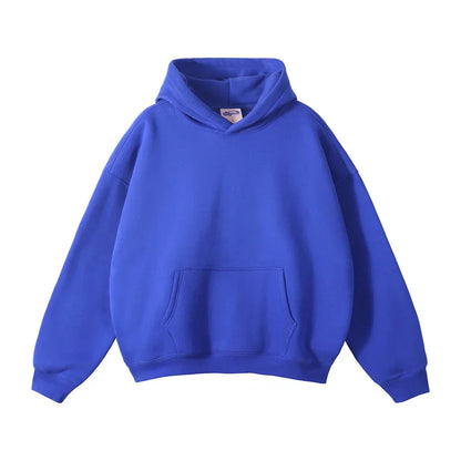 Sweat à capuche bleu unisexe, poche kangourou, manches longues, style décontracté. Mode tendance, vêtement confortable, coton doux.