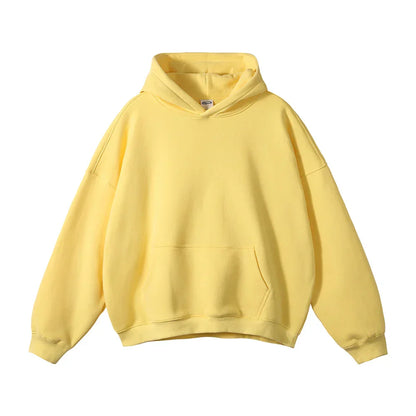 Sweat à capuche jaune unisexe, style décontracté, avec poche kangourou. Mode tendance, vêtement confortable, idéal pour toutes saisons.