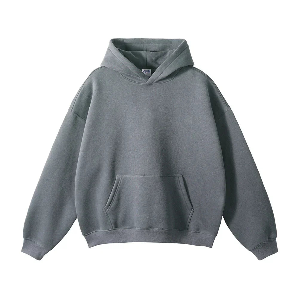 Sweat à capuche gris unisexe, style décontracté, avec poche kangourou. Vêtement tendance, idéal pour l'automne et l'hiver.