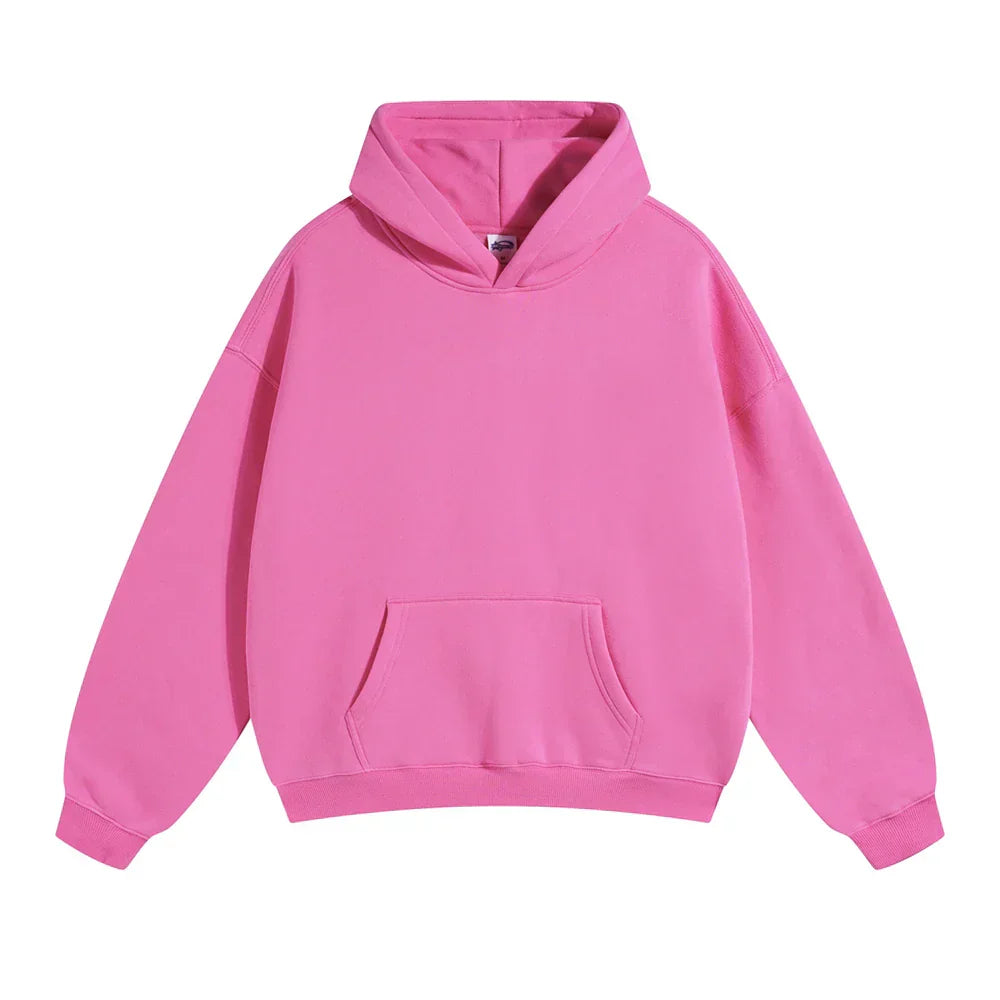 Sweat à capuche rose unisexe, poche kangourou, manches longues, style décontracté, mode tendance, vêtement confortable, coton doux.