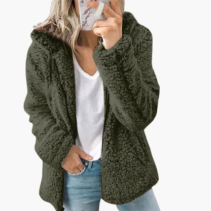 Teddyjacke für Damen mit Kapuze und Fleecejacke mit Kapuze