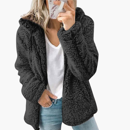 Teddyjacke für Damen mit Kapuze und Fleecejacke mit Kapuze