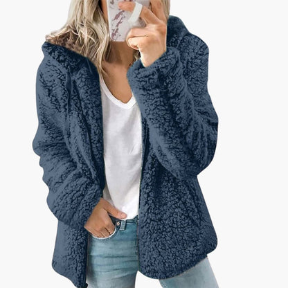 Teddyjacke für Damen mit Kapuze und Fleecejacke mit Kapuze