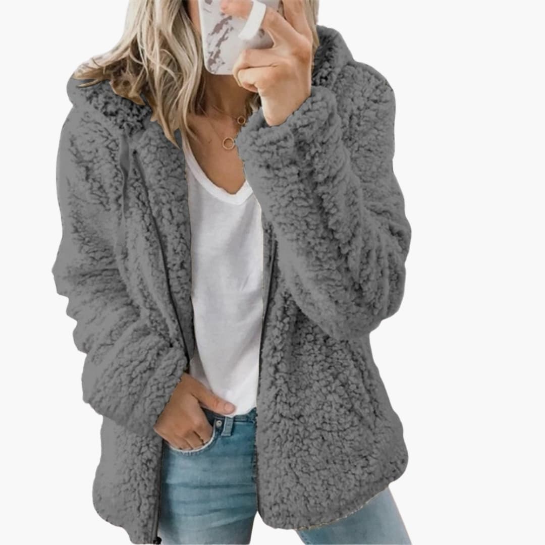 Teddyjacke für Damen mit Kapuze und Fleecejacke mit Kapuze