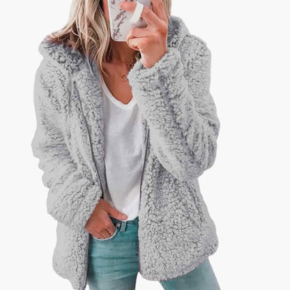 Teddyjacke für Damen mit Kapuze und Fleecejacke mit Kapuze
