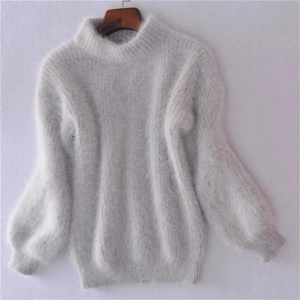 Pull d'hiver doux et moelleux à col haut pour femme