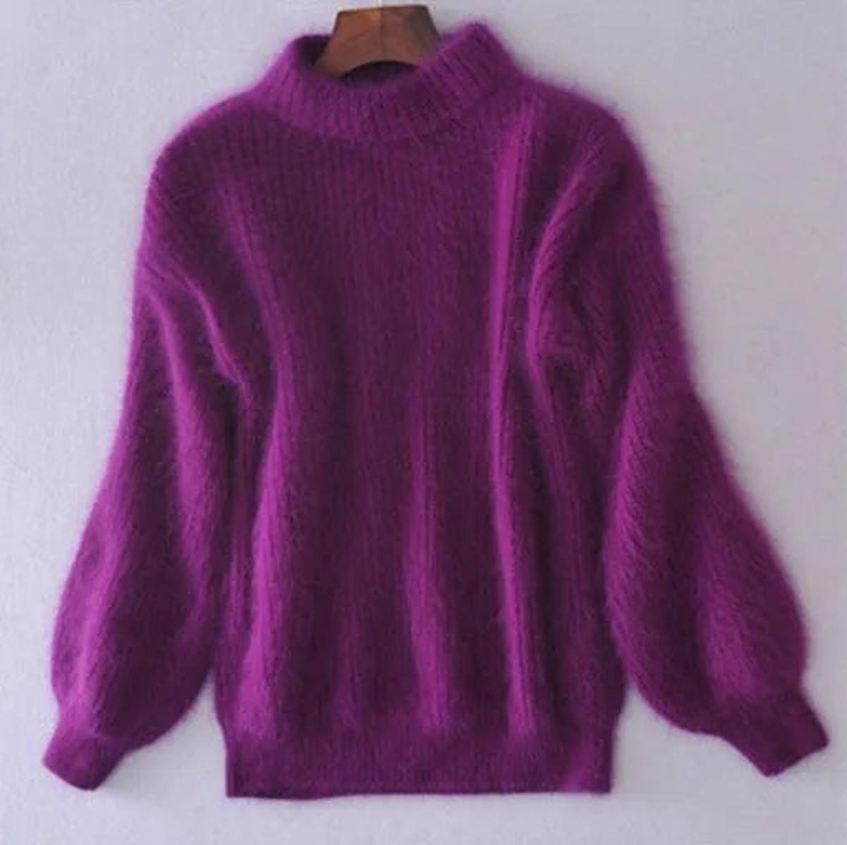 Pull d'hiver doux et moelleux à col haut pour femme