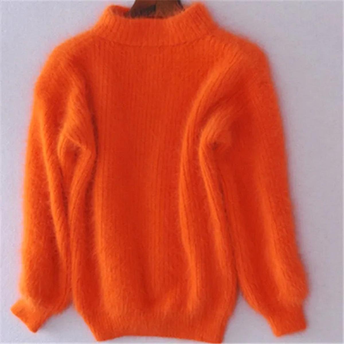 Pull d'hiver doux et moelleux à col haut pour femme