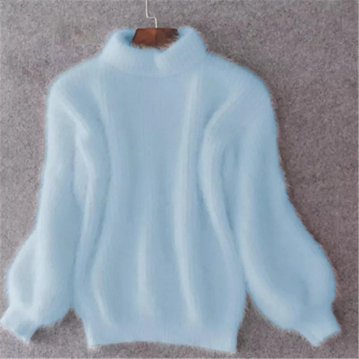 Pull d'hiver doux et moelleux à col haut pour femme