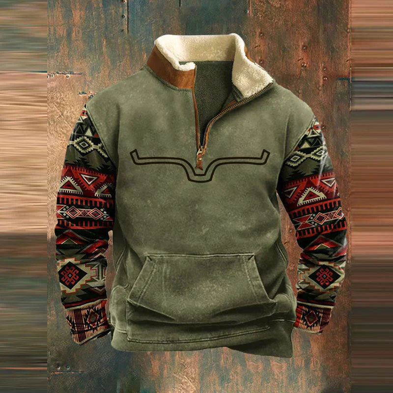 Herren Pullover mit Reißverschluss | Bedruckte Ärmel