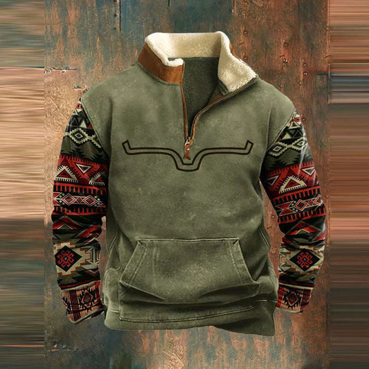 Herren Pullover mit Reißverschluss | Bedruckte Ärmel