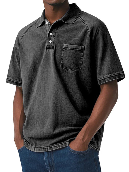 Vintage Poloshirt Heren | Stijlvol en Zacht Shirt met Kraag en Borstzak