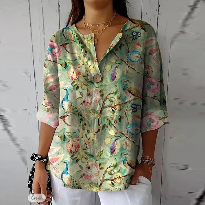 FLORÉLIA™ – Lightweight Floral Elegance Blouse