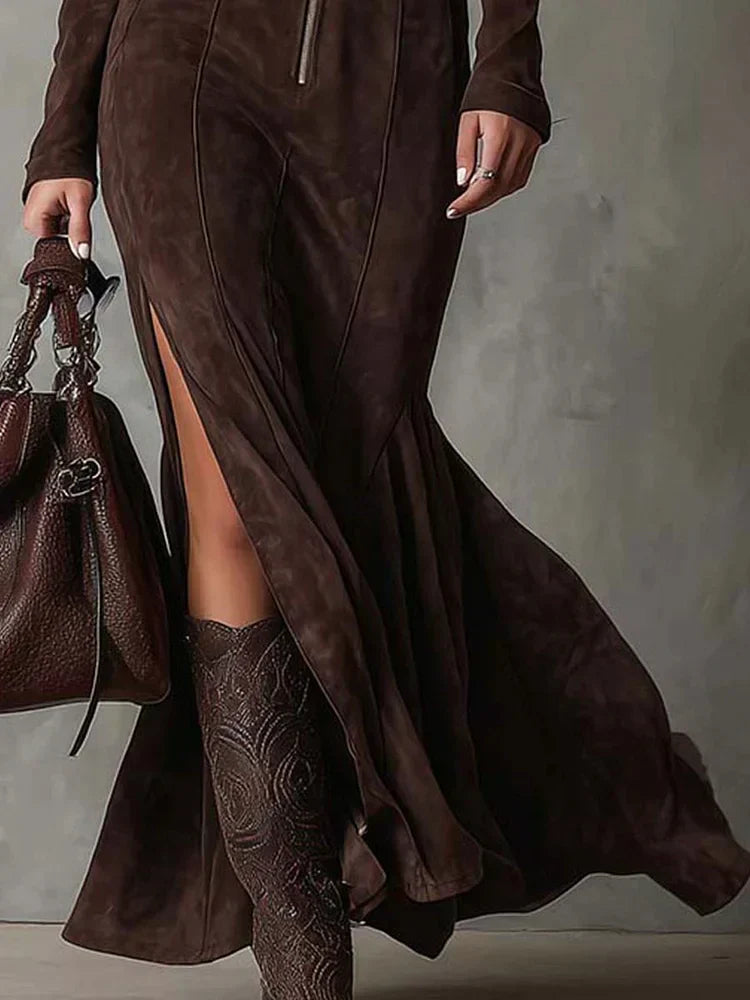Kyara - Robe marron à zip