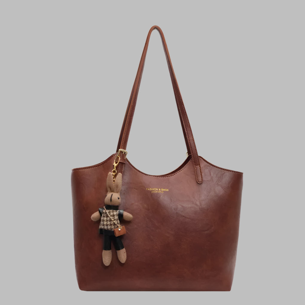 MEELANO Vintage Essence Tote Skuldertaske I Læderlook Til Hverdagsbrug Brun