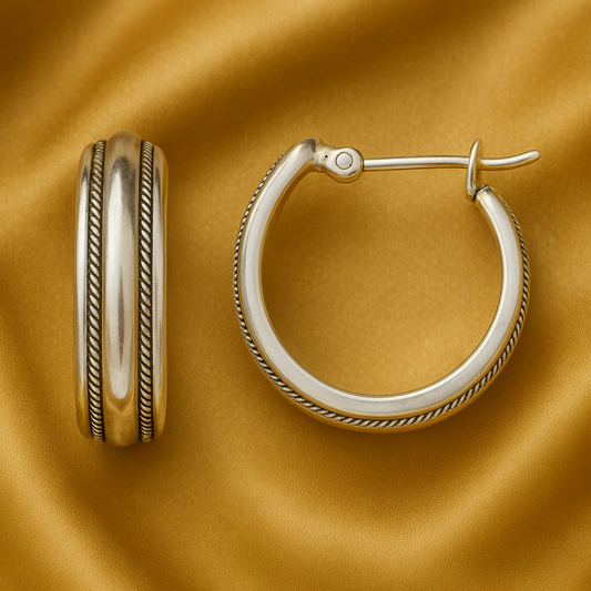 Divifa Pin-Striped Vintage Earrings in Gold-Plated stainless steel