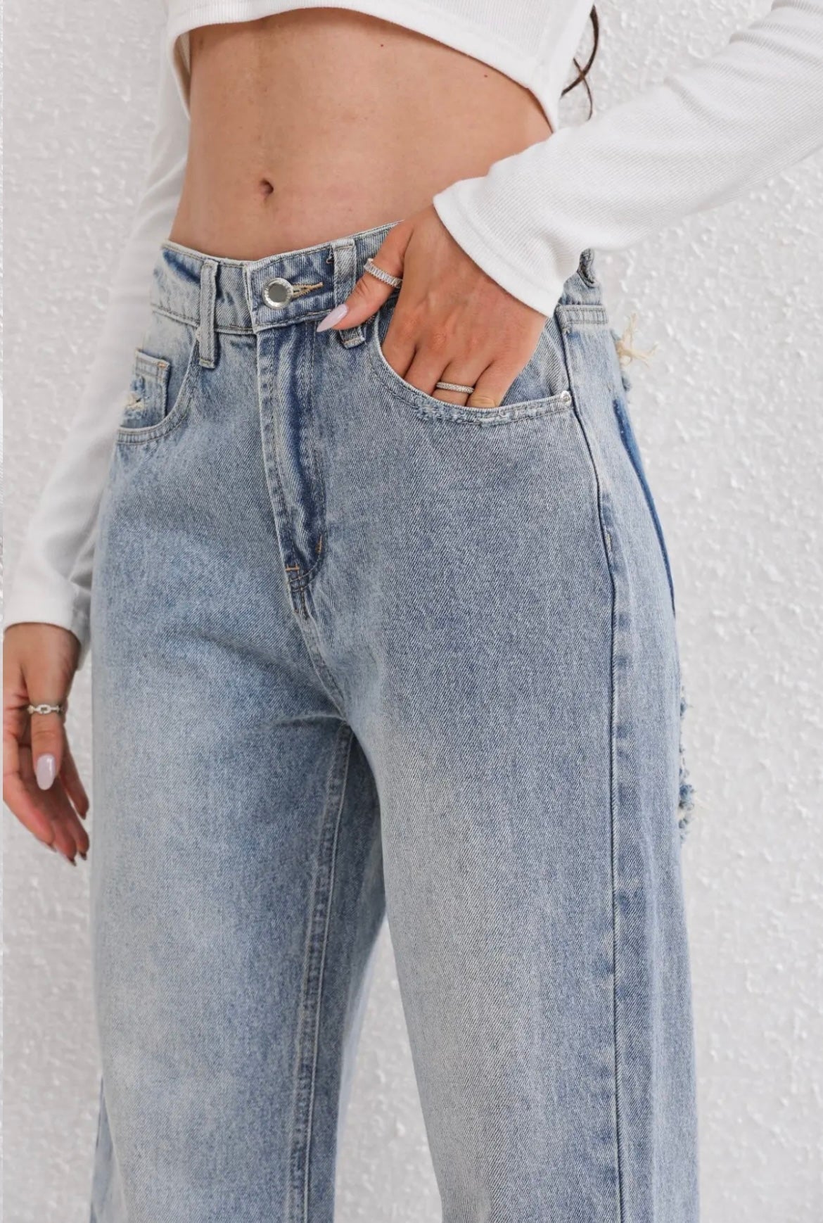 Vintage Ripped Jeans met Uniek Patchwork Detail 8