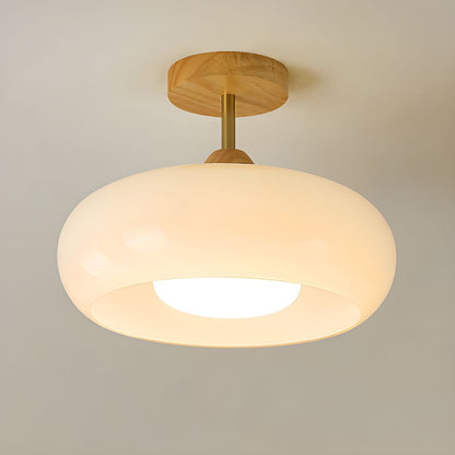 Vintage Style Wood Glass Drum Ceiling Lamp | Norvane