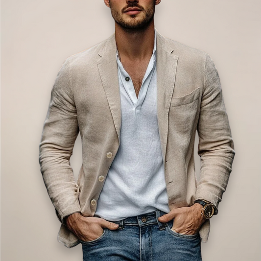 Vittorio | Herren Leinenblazer mit Knopfverschluss | Atmungsaktiver Sommerlook für Elegante Anlässe 0