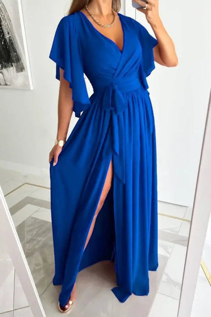 Robe longue femme décolleté en V coupe décontractée