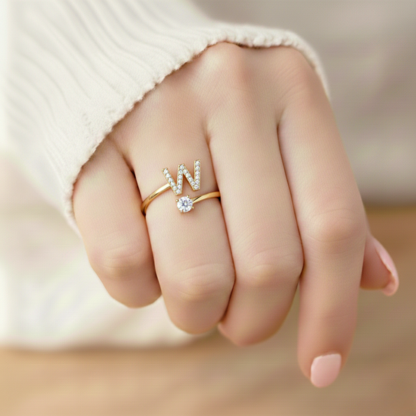 BAGUE AJUSTABLE SIGNATURE AVEC INITIALES