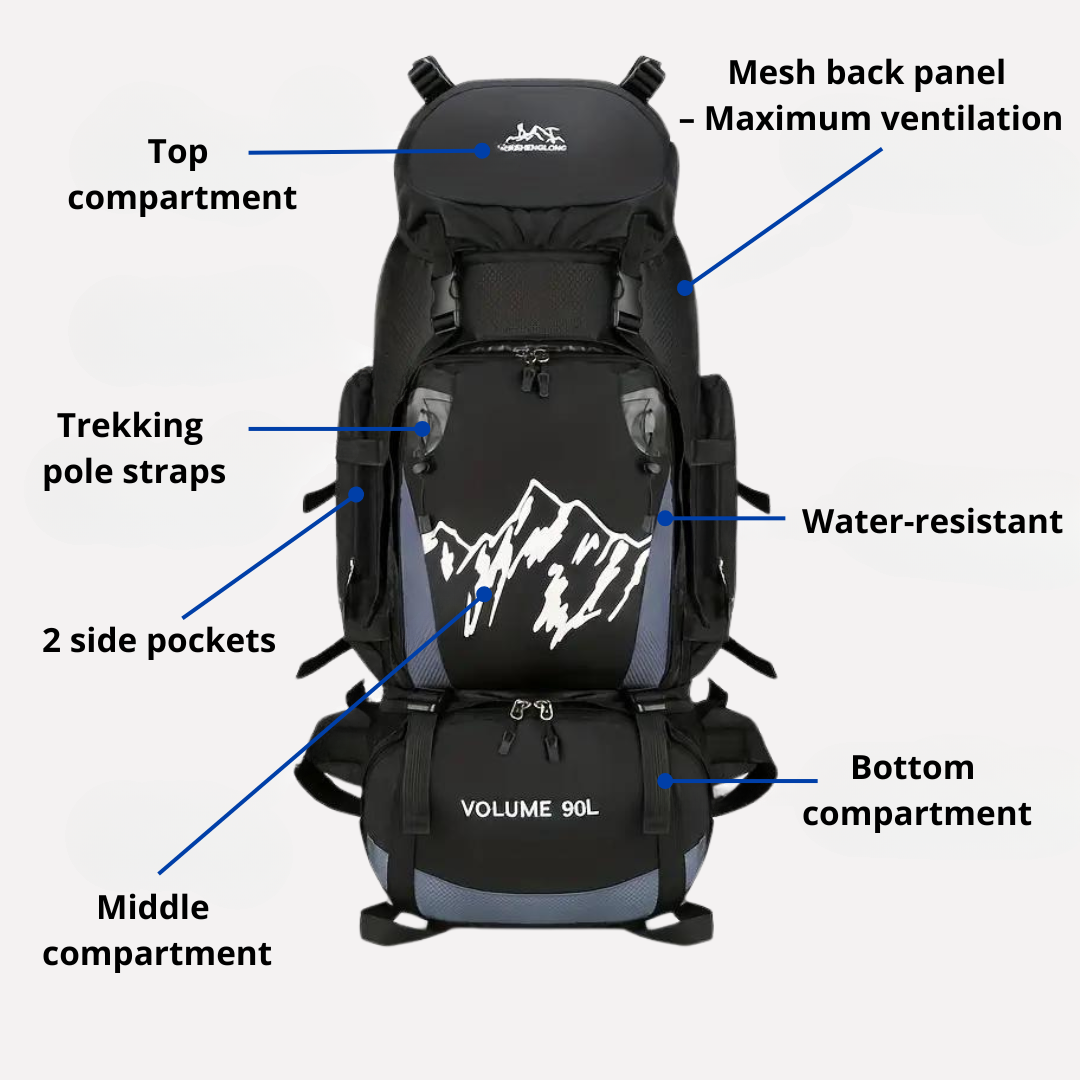Waterproof Hiking Backpack – 90L Capacity – Adventure Ready