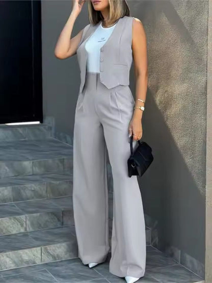 Women’s Tailored Waistcoat Wide Leg Trouser Co Ord Lounge Set