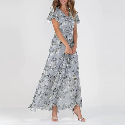 Mathilde – Robe maxi formelle d’été à imprimé floral femme
