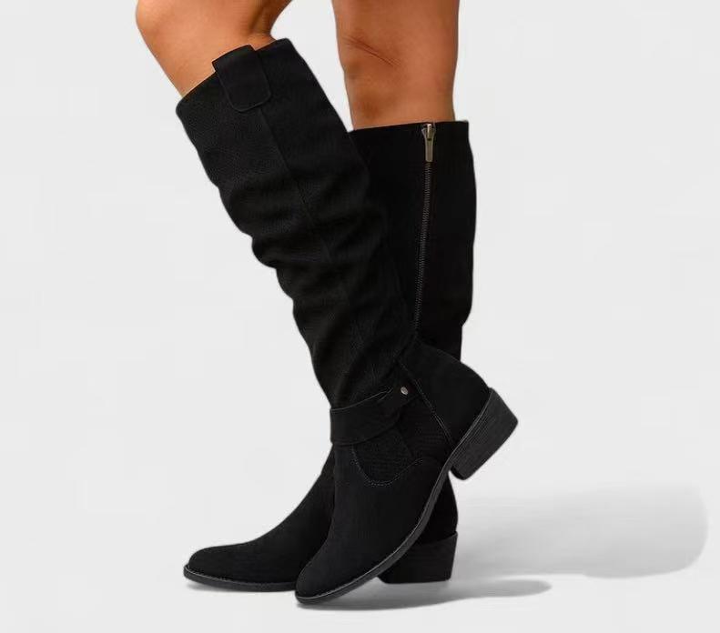 Noemi - Cizme Slouchy din piele de căprioară