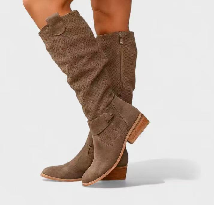 Noemi - Cizme Slouchy din piele de căprioară