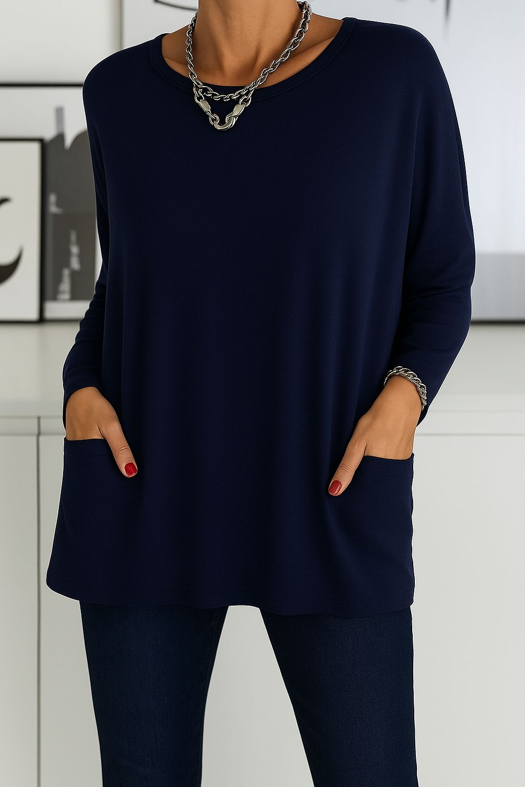 Julieta | Suéter Largo Oversize con Bolsillos