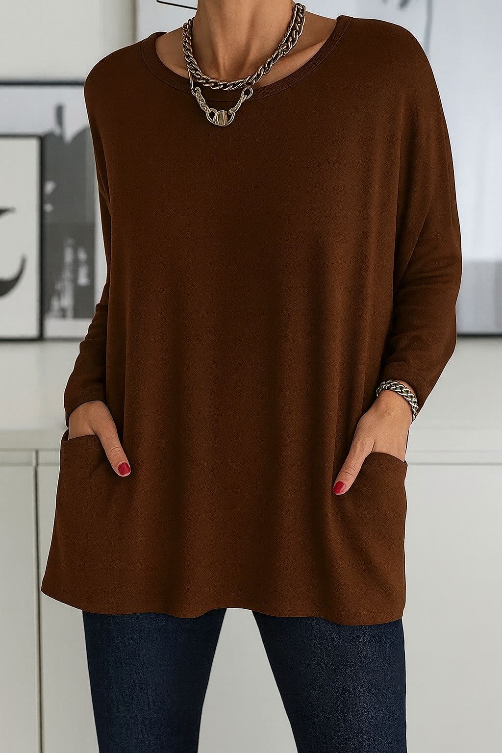 Julieta | Suéter Largo Oversize con Bolsillos