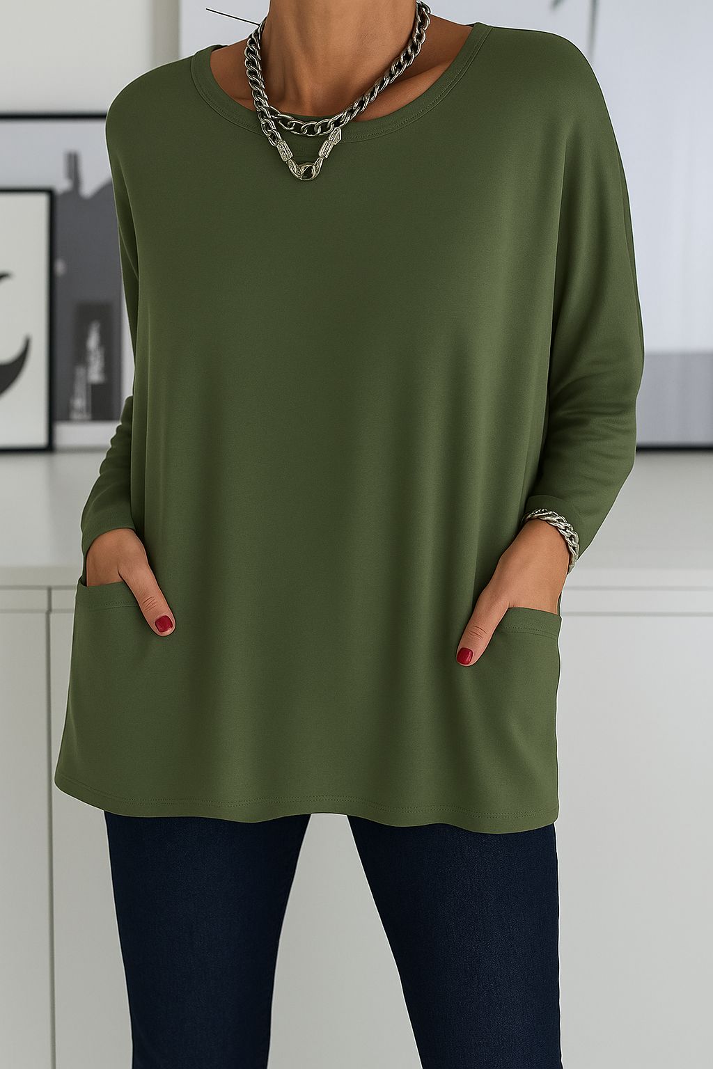 Julieta | Suéter Largo Oversize con Bolsillos