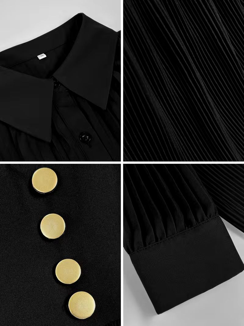Mariesa | Zeitloses schwarzes Maxikleid mit plissiertem Rock