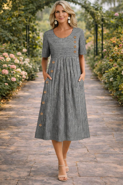 Sorina | Rochie Midi Rayată