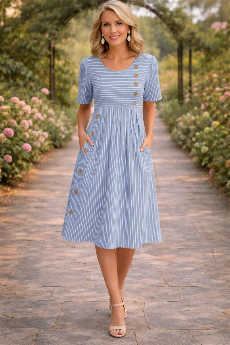 Wanda Striped Midi Dress