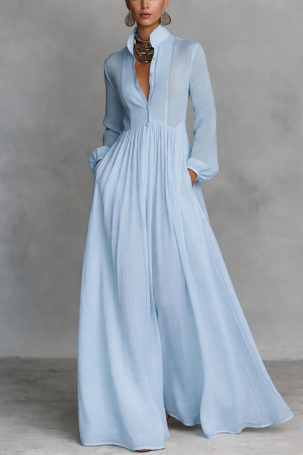 Amelia – Elegancka sukienka maxi z guzikami
